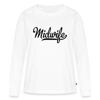 Sage-femme - T-shirt manches longues Premium bio Femme - blanc - Devant - Julia (174cm)