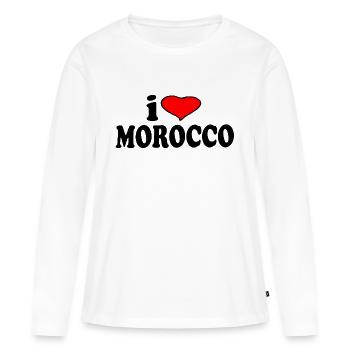 Maroc - J’aime le Maroc - T-shirt manches longues Premium bio Femme - blanc - Devant - Julia (174cm)
