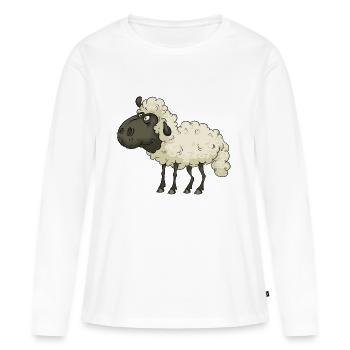 mouton - T-shirt manches longues Premium bio Femme - blanc - Devant - Julia (174cm)