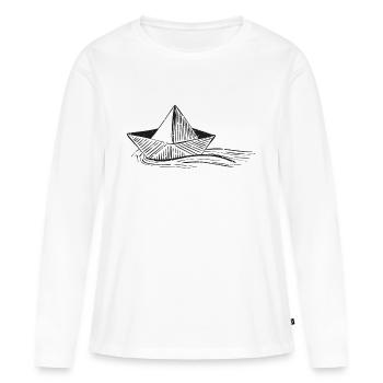 Boot Schiff Papierboot Geschenk Segelboot Kapitän - Frauen Premium Bio Langarmshirt - Weiß - Vorne - Julia (174cm)