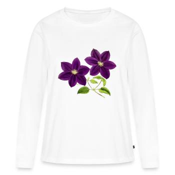fleurs violettes - T-shirt manches longues Premium bio Femme - blanc - Devant - Julia (174cm)