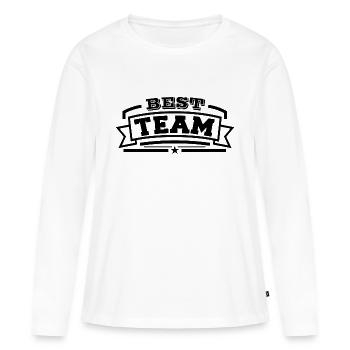 L’ÉQUIPE - T-shirt manches longues Premium bio Femme - blanc - Devant - Julia (174cm)