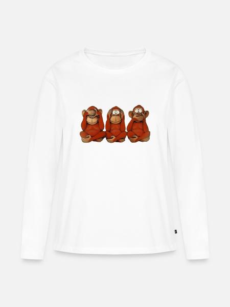 Drei Affen - Frauen Premium Bio Langarmshirt - Weiß