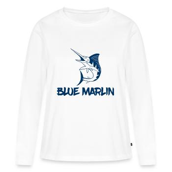 Angler - Angelsport - Blue Marlin - Geschenk - Frauen Premium Bio Langarmshirt - Weiß - Vorne - Julia (174cm)