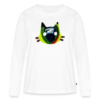 Oeil de chat en contour de chat - T-shirt manches longues Premium bio Femme - blanc - Devant - Julia (174cm)