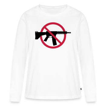 Interdiction des armes Boucliers d’interdiction (Pas d’armes Peace) 2C - T-shirt manches longues Premium bio Femme - blanc - Devant - Julia (174cm)