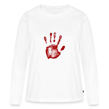 Die blutige Hand. Geschenk - Frauen Premium Bio Langarmshirt - Weiß - Vorne - Julia (174cm)