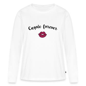 cagole forever - T-shirt manches longues Premium bio Femme - blanc - Devant - Julia (174cm)