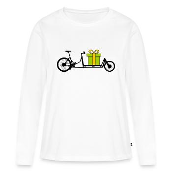 Roue de charge avec cadeau - T-shirt manches longues Premium bio Femme - blanc - Devant - Julia (174cm)