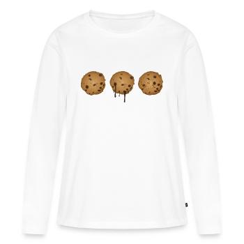trois biscuits au chocolat - T-shirt manches longues Premium bio Femme - blanc - Devant - Julia (174cm)