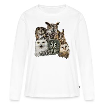 Owls - Women's Premium Organic Long Sleeve Shirt - white - Front - Julia (174cm)