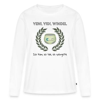 Veni. Vidi. Windel - Frauen Premium Bio Langarmshirt - Weiß - Vorne - Julia (174cm)