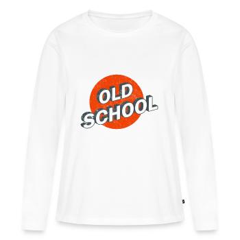 Old School Vintage Logo - T-shirt manches longues Premium bio Femme - blanc - Devant - Julia (174cm)