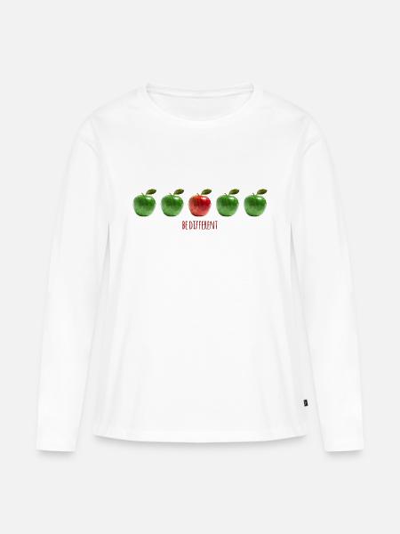 Äpfel - sei anders! - Frauen Premium Bio Langarmshirt - Weiß