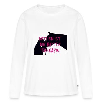 Pferd Pferde Reiten Reiterin Reitsport Geschenk - Frauen Premium Bio Langarmshirt - Weiß - Vorne - Julia (174cm)