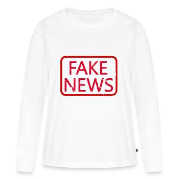 FAKE NEWS - Frauen Premium Bio Langarmshirt - Weiß - Vorne - Julia (174cm)