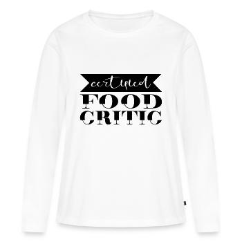 Critique gastronomique certifiée - T-shirt manches longues Premium bio Femme - blanc - Devant - Julia (174cm)