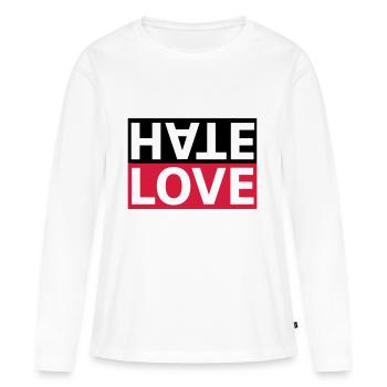 Haine Love Hate Déclaration d'amour - T-shirt manches longues Premium bio Femme - blanc - Devant - Julia (174cm)