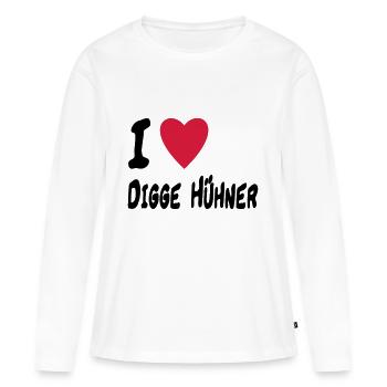 i love digge huehner - Frauen Premium Bio Langarmshirt - Weiß - Vorne - Julia (174cm)