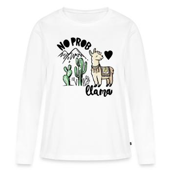 No Prob Llama - Frauen Premium Bio Langarmshirt - Weiß - Vorne - Julia (174cm)