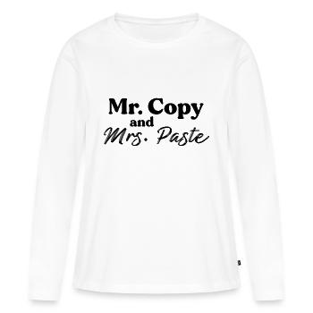 M. Copy and Mrs Paste - T-shirt manches longues Premium bio Femme - blanc - Devant - Julia (174cm)