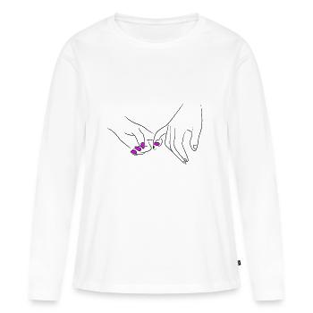 Main dans la main couple romantique - T-shirt manches longues Premium bio Femme - blanc - Devant - Julia (174cm)