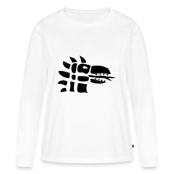 Drache | Drachenkopf | Drachen | Feuer | Reptil - Frauen Premium Bio Langarmshirt - Weiß - Vorne - Julia (174cm)