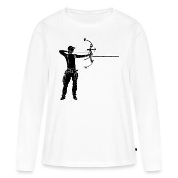 Archer - T-shirt manches longues Premium bio Femme - blanc - Devant - Julia (174cm)