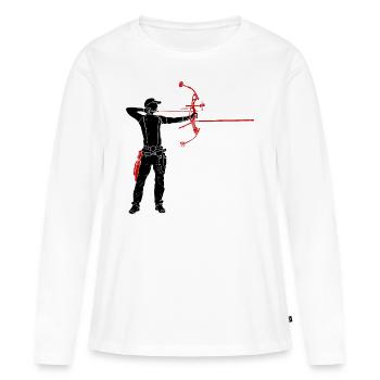 Archer - T-shirt manches longues Premium bio Femme - blanc - Devant - Julia (174cm)