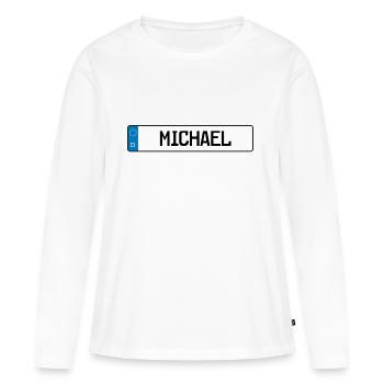 moi Adel cadeau plaque - T-shirt manches longues Premium bio Femme - blanc - Devant - Julia (174cm)