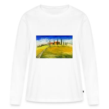 Motif toscan typique - T-shirt manches longues Premium bio Femme - blanc - Devant - Julia (174cm)