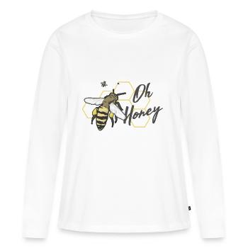 Oh Honig Biene Honig Bio - Frauen Premium Bio Langarmshirt - Weiß - Vorne - Julia (174cm)