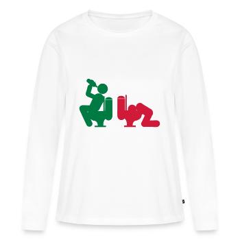 alcool humour boire chiotte vomit toilette wc i - T-shirt manches longues Premium bio Femme - blanc - Devant - Julia (174cm)