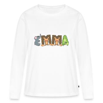 Emma - T-shirt manches longues Premium bio Femme - blanc - Devant - Julia (174cm)