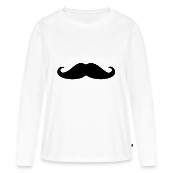 moustache - T-shirt manches longues Premium bio Femme - blanc - Devant - Julia (174cm)