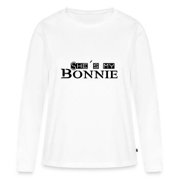 Partnerlook Bonnie & Clyde (part1) Geschenk Paar - Frauen Premium Bio Langarmshirt - Weiß - Vorne - Julia (174cm)