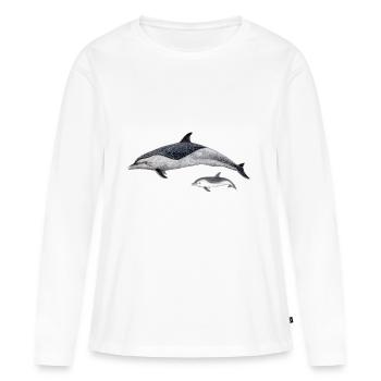 dauphin tacheté - T-shirt manches longues Premium bio Femme - blanc - Devant - Julia (174cm)