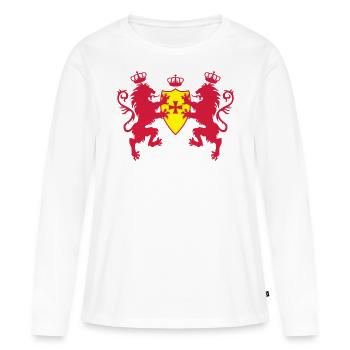 Loewen avec la couronne 2c Templier Croix Shield - T-shirt manches longues Premium bio Femme - blanc - Devant - Julia (174cm)