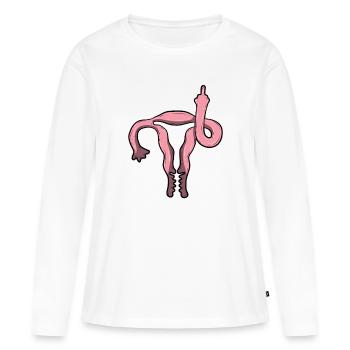 Utérus Montre le majeur de l’utérus Féministe - T-shirt manches longues Premium bio Femme - blanc - Devant - Julia (174cm)