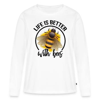 Biene Honig - Frauen Premium Bio Langarmshirt - Weiß - Vorne - Julia (174cm)