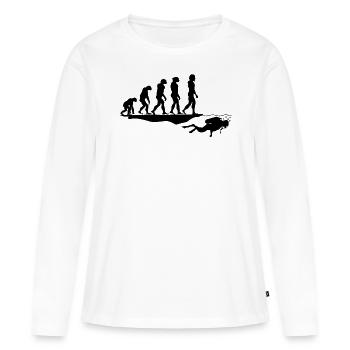 Taucher tauchen Evolution - Frauen Premium Bio Langarmshirt - Weiß - Vorne - Julia (174cm)