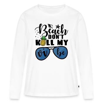 plage - T-shirt manches longues Premium bio Femme - blanc - Devant - Julia (174cm)