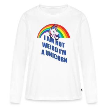 Unicorn Unicorn NOT WEIRD Shirt Gift - T-shirt manches longues Premium bio Femme - blanc - Devant - Julia (174cm)