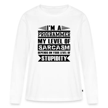 programmeur - T-shirt manches longues Premium bio Femme - blanc - Devant - Julia (174cm)