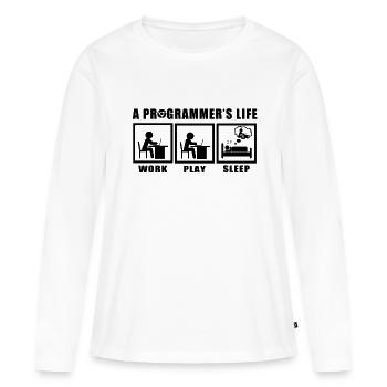 programmeur - T-shirt manches longues Premium bio Femme - blanc - Devant - Julia (174cm)