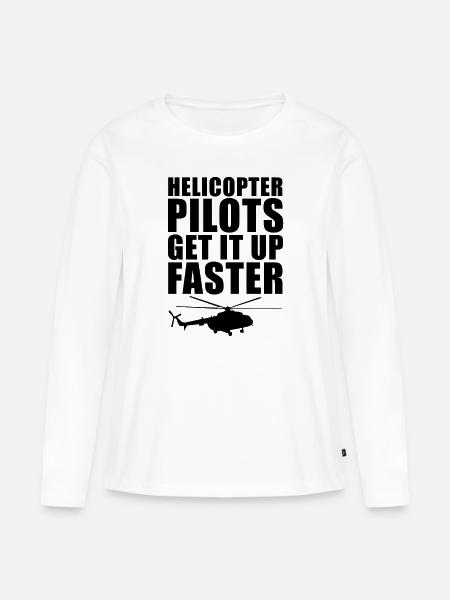 Helicopter Pilot - Frauen Premium Bio Langarmshirt - Weiß