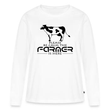 Bauer - Frauen Premium Bio Langarmshirt - Weiß - Vorne - Julia (174cm)