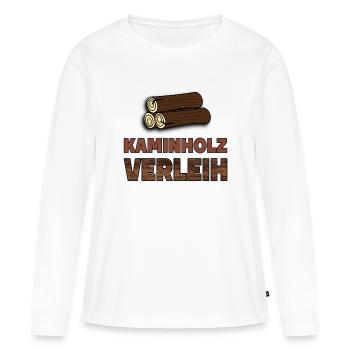 Bois de cheminée Location de bois de chauffage Cadeau - T-shirt manches longues Premium bio Femme - blanc - Devant - Julia (174cm)