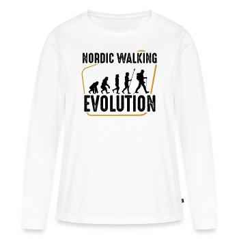 Marche nordique - T-shirt manches longues Premium bio Femme - blanc - Devant - Julia (174cm)