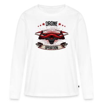 Drones - T-shirt manches longues Premium bio Femme - blanc - Devant - Julia (174cm)